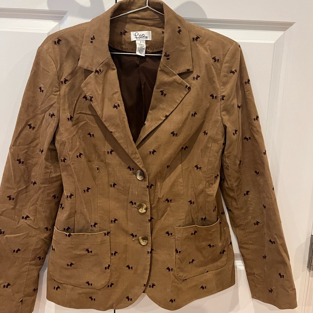 Lilly Pulitzer Tan Corduroy Blazer with Embroidered Accents